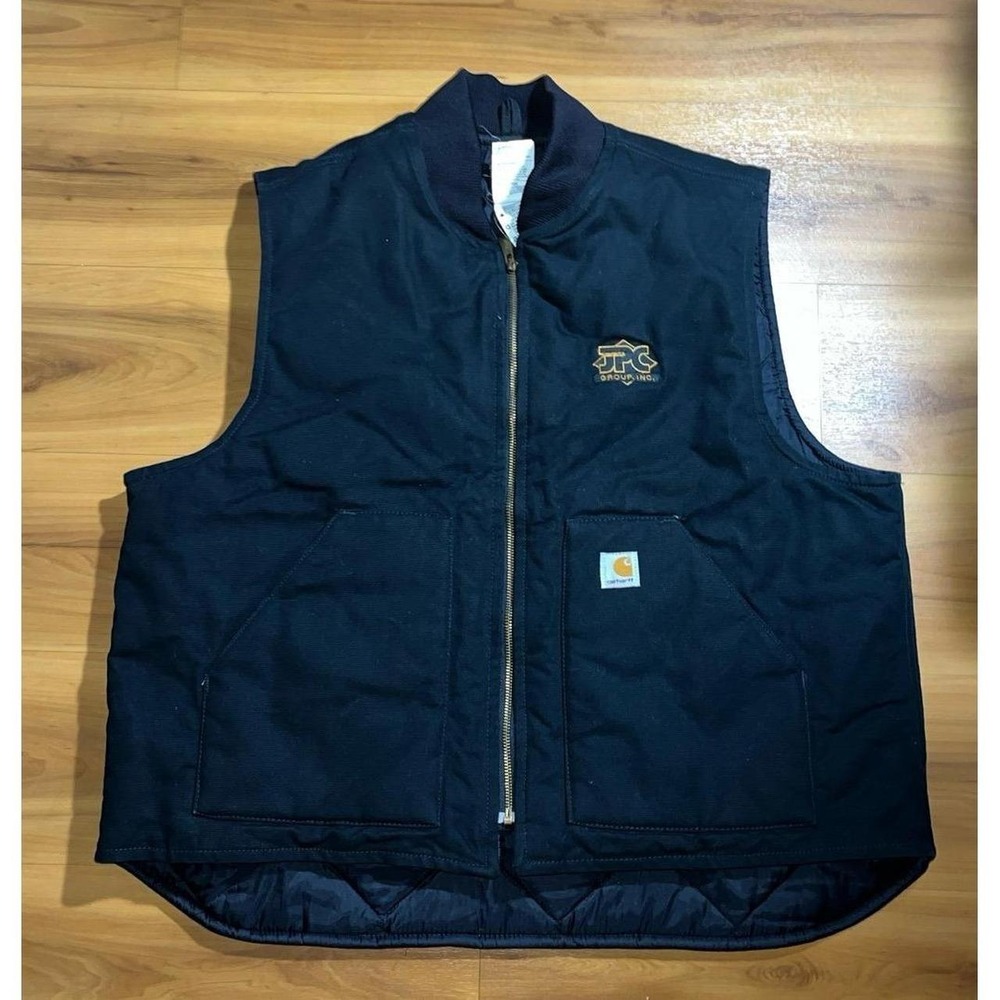 Mens Carhartt Arctic Quilts Lined Canvas Duck Work Full Zip Vest Jacket